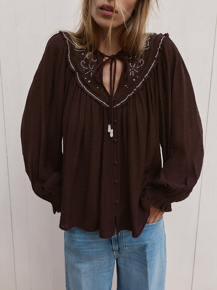 Embroidery Blouse - قميص نسائي جديد لشتاء 2025 بتصميم