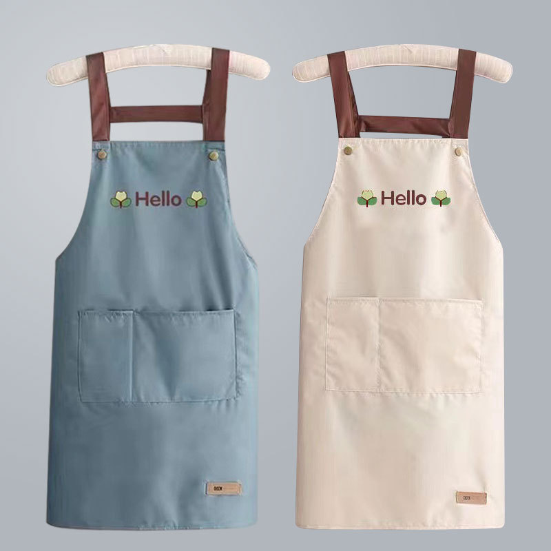 Embroidery Kitchen - مريلة المطبخ مقاوم للماء Oilproof مريحة