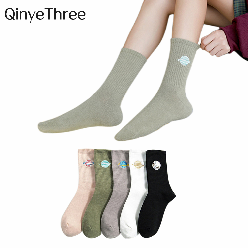Embroidery On Socks - النساء جميع المواسم موضة جديدة الفضاء