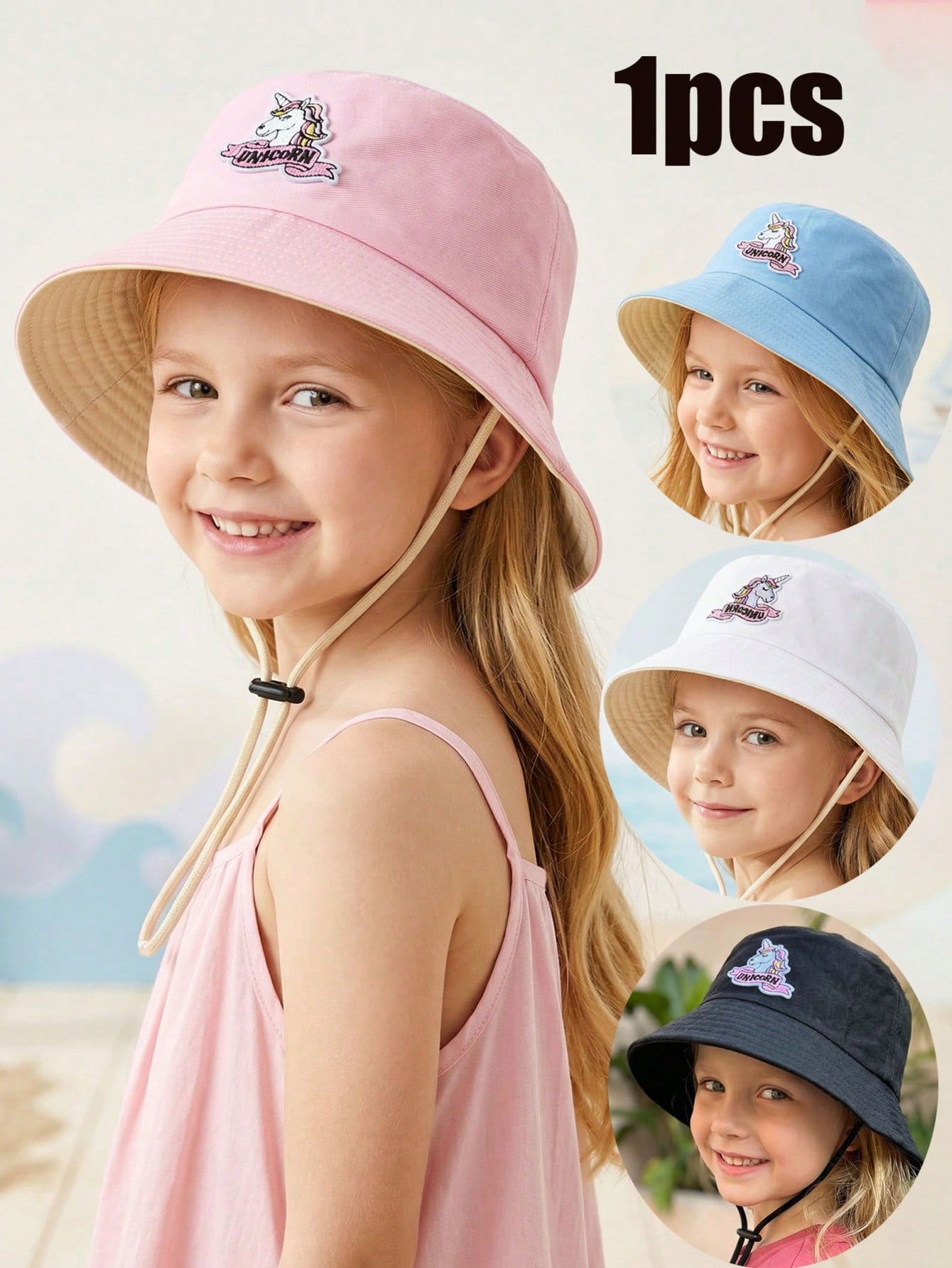 Embroidery Cap - قبعة دلو للفتيات من 2-6 سنوات