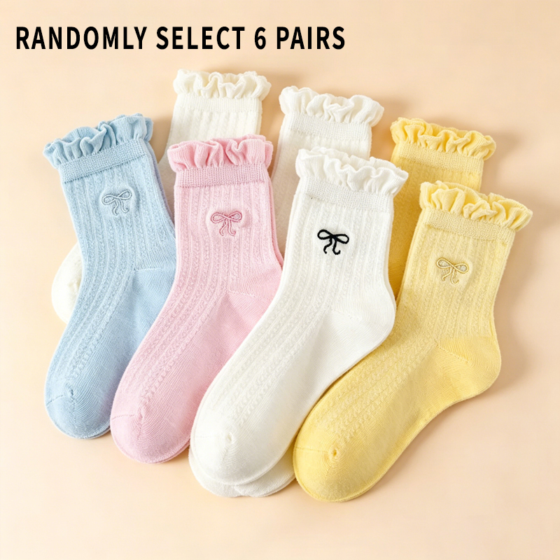 Embroidery On Socks - 4 أزواج من جوارب الفتيات الصيفية