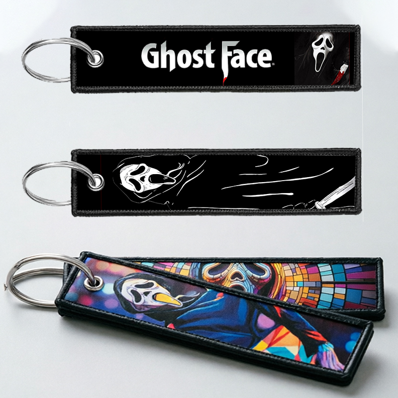 Embroidery Gift - سلسلة مفاتيح GHOST FACE للرجال والنساء،