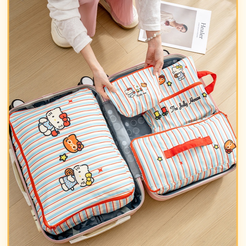 Embroidery Wallet - حقائب تخزين للسفر مخططة بتصميم هيلو