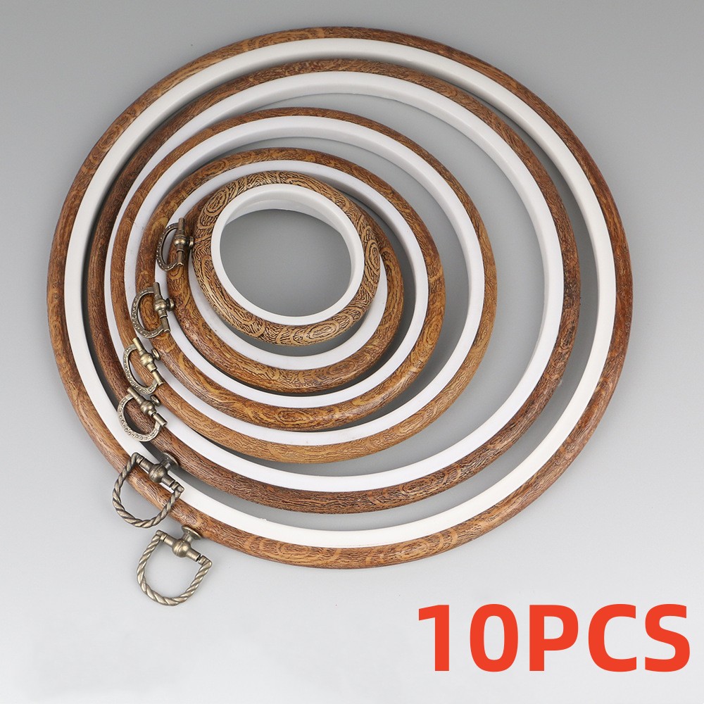 Embroidery Hoop Stand - طقم أطواق تطريز بلون خشبي مستدير