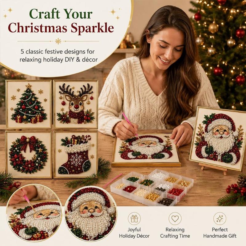 Embroidery Xmas Ornaments - طقم تطريز الخرز الفني لسانتا كلوز