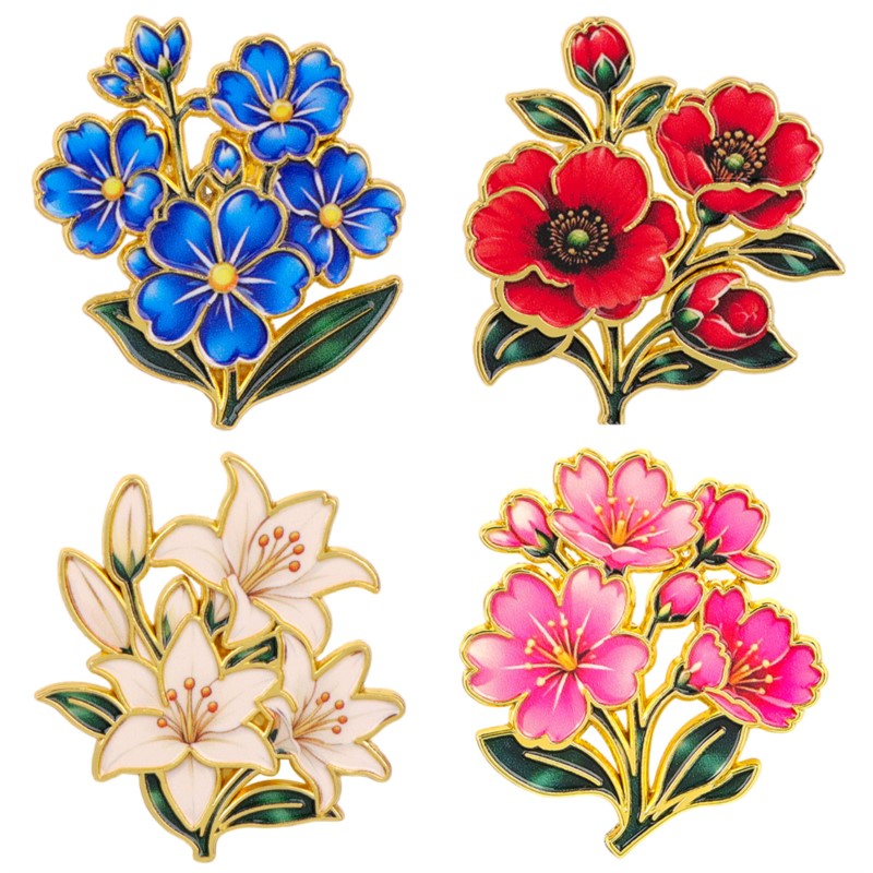 Embroidery Garment - دبوس زخرفي مينا ملون بنمط زهور