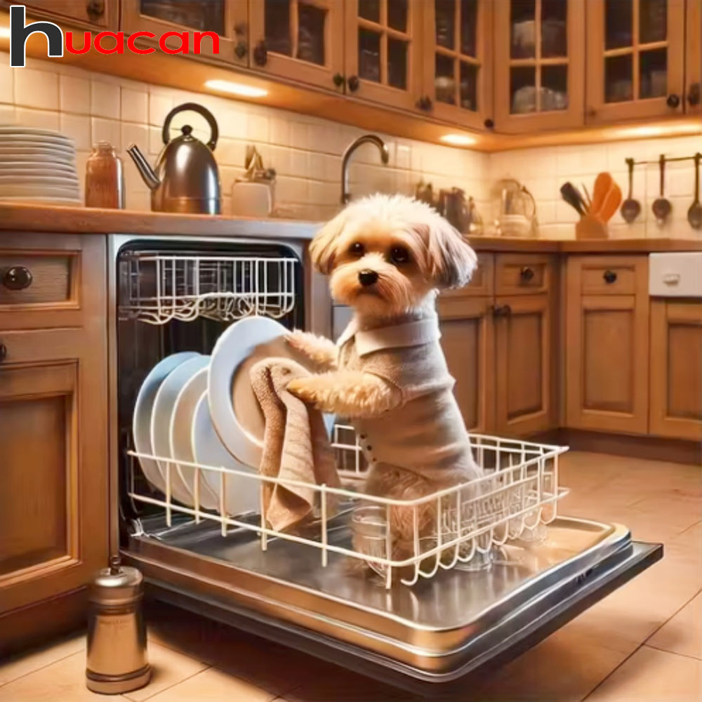 Embroidery Kitchen - Huacan الوافدين الجدد الماس اللوحة لطيف