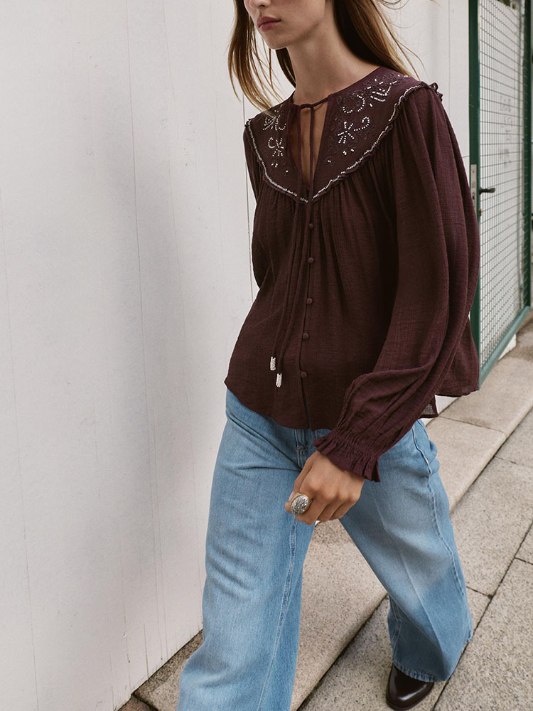 قميص نسائي جديد لشتاء 2025 بتص - مراجعة Embroidery Blouse وسعره