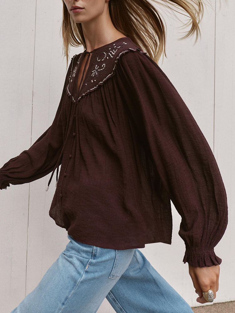 قميص نسائي جديد لشتاء 2025 بتص - مراجعة Embroidery Blouse وسعره