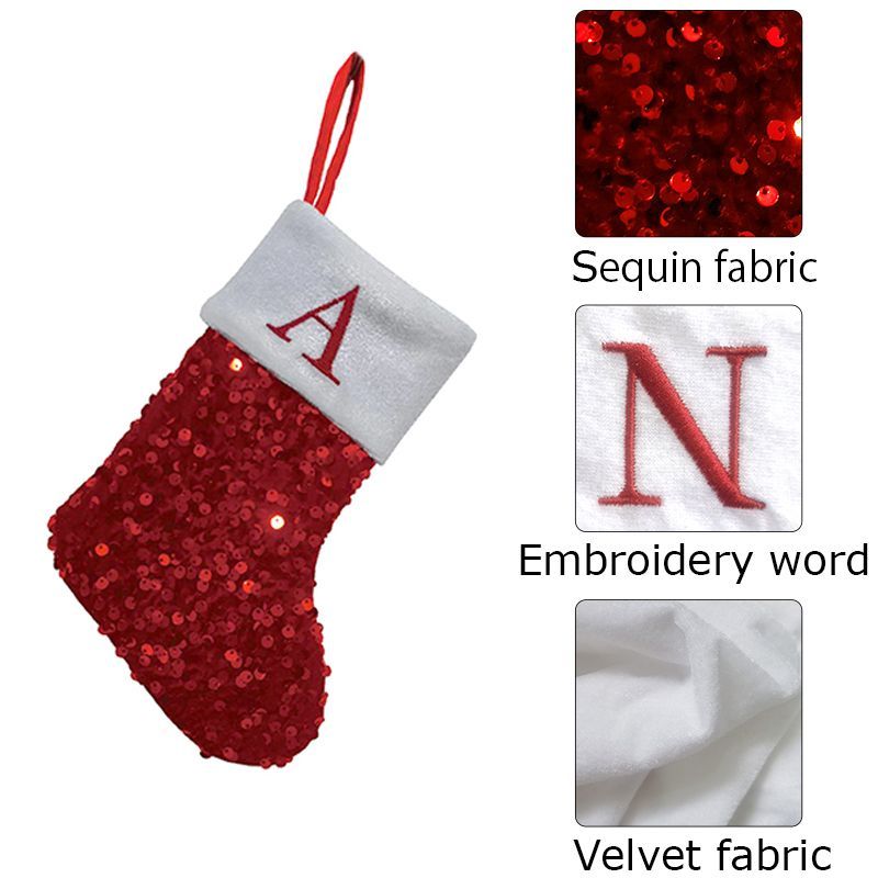 جورب عيد الميلاد الأحمر المزخر - مراجعة Embroidery Xmas Ornaments وسعره