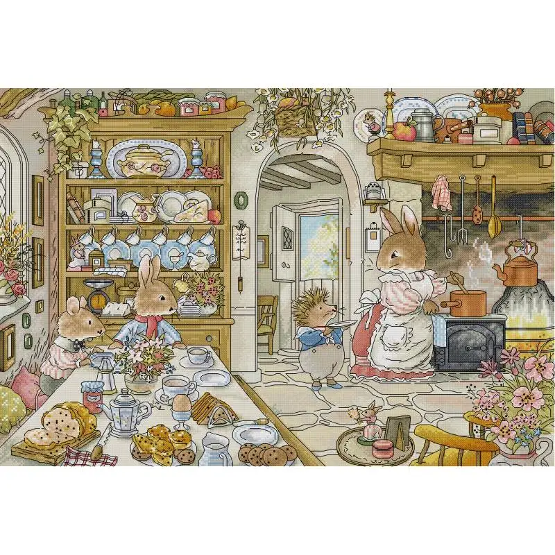 مطبخ أرنب بنمط كرتوني حيوان طق - مراجعة Embroidery Kitchen وسعره