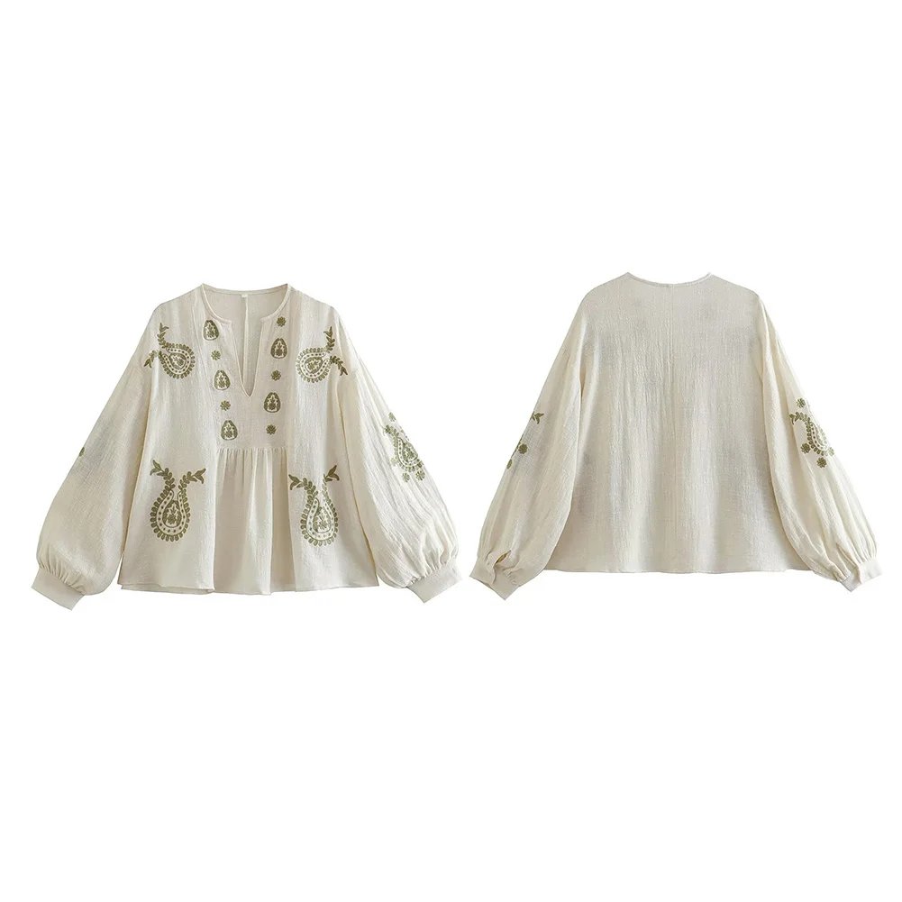 قميص نسائي جديد فضفاض من القطن - مراجعة Embroidery Blouse وسعره