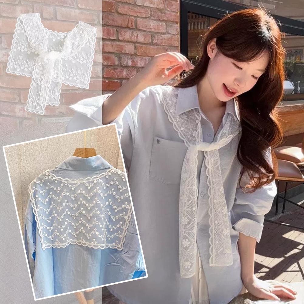 شال دانتيل فرنسي للنساء، أنيق  - مراجعة Embroidery Blouse وسعره