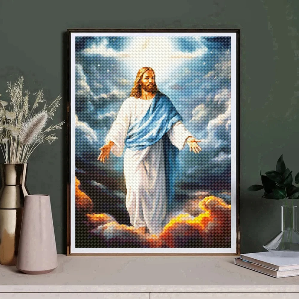 لوحة ماسية مسيحية بدون إطار، ا - مراجعة Embroidery Jesus وسعره