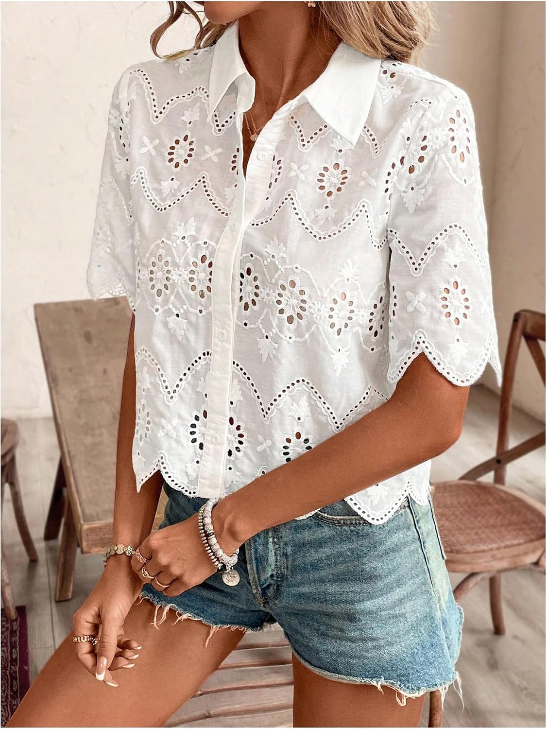 بلوزات نسائية بأكمام قصيرة ويا - مراجعة Embroidery Blouse وسعره