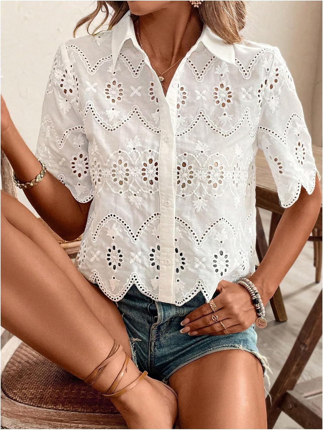 بلوزات نسائية بأكمام قصيرة ويا - مراجعة Embroidery Blouse وسعره