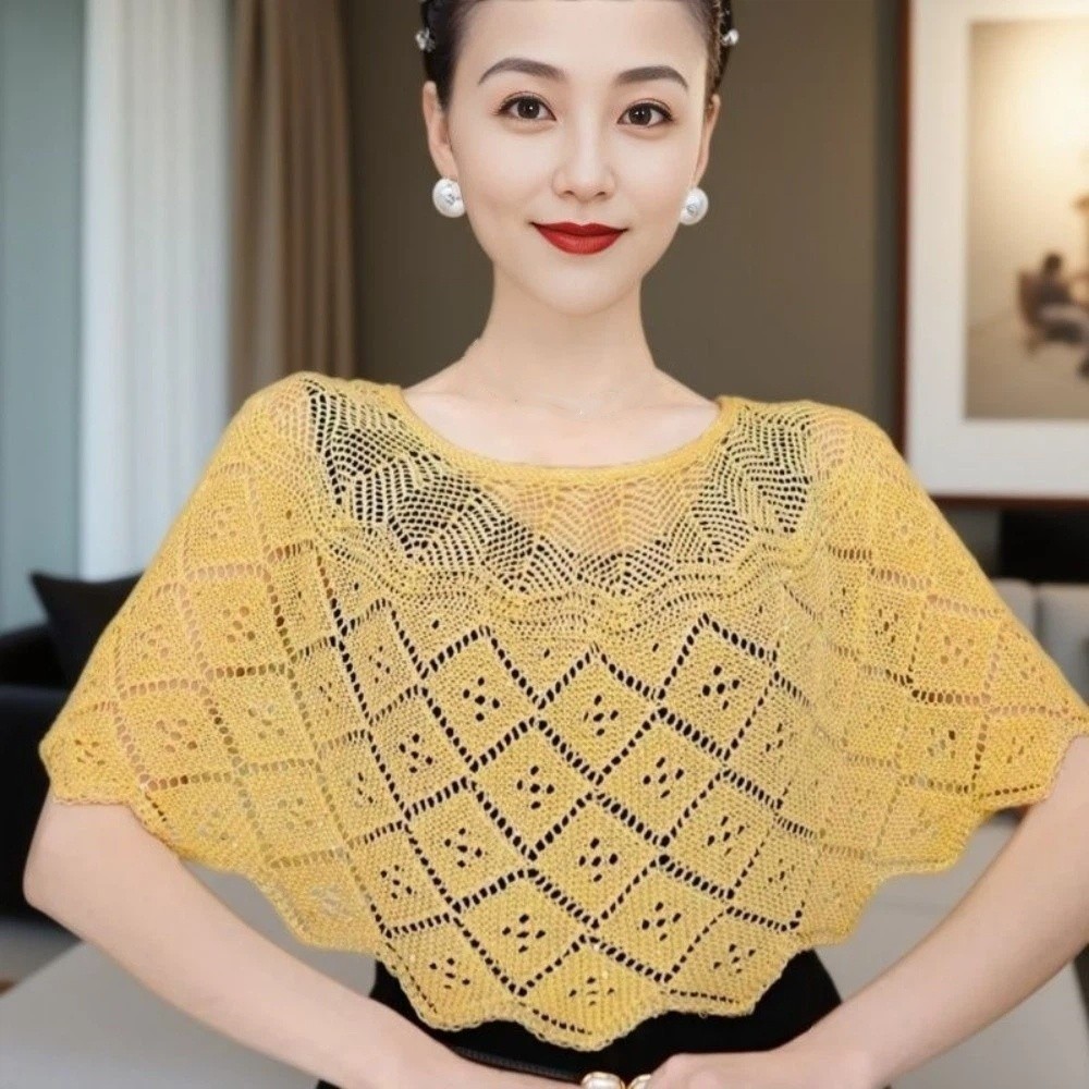 شال كروشيه نسائي بتصميم بلوفر، - مراجعة Embroidery Simple وسعره