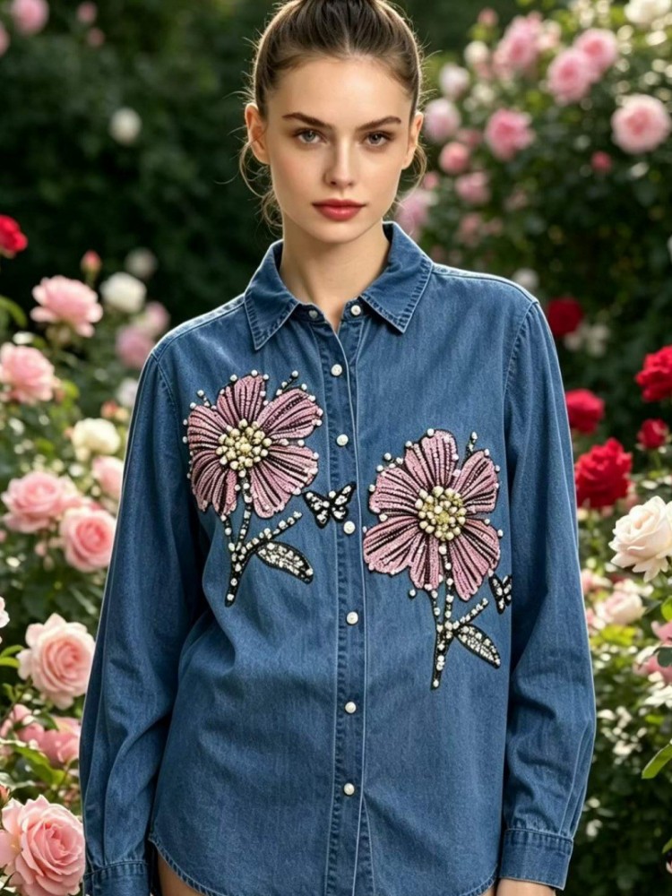 بلوزات نسائية من الدنيم مطرزة  - مراجعة Embroidery Blouse وسعره