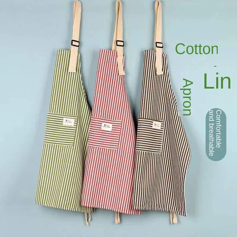 مريلة مخططة من الكتان للجنسين  - مراجعة Embroidery Kitchen وسعره
