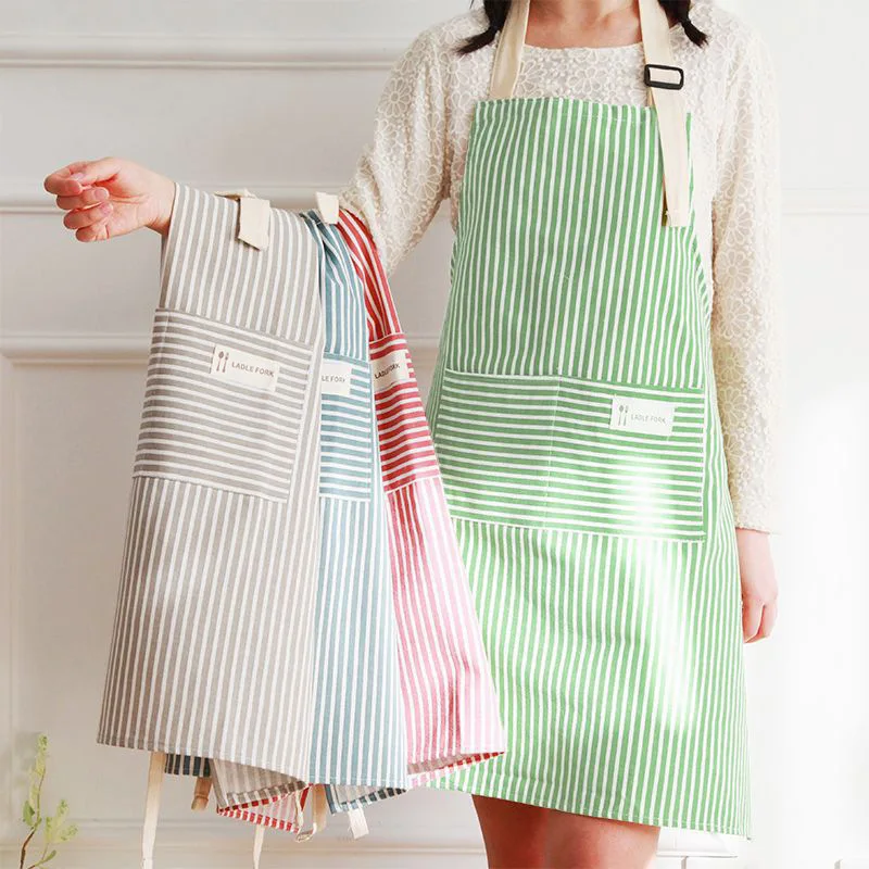 مريلة مخططة من الكتان للجنسين  - مراجعة Embroidery Kitchen وسعره