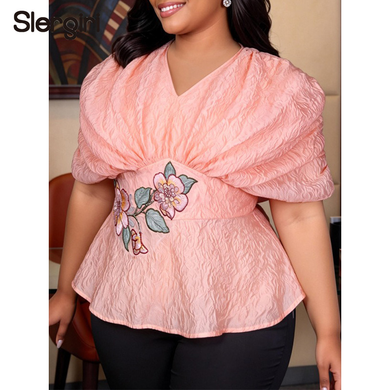 بلوزة سليرجي بمقاسات كبيرة مطر - مراجعة Embroidery Blouse وسعره