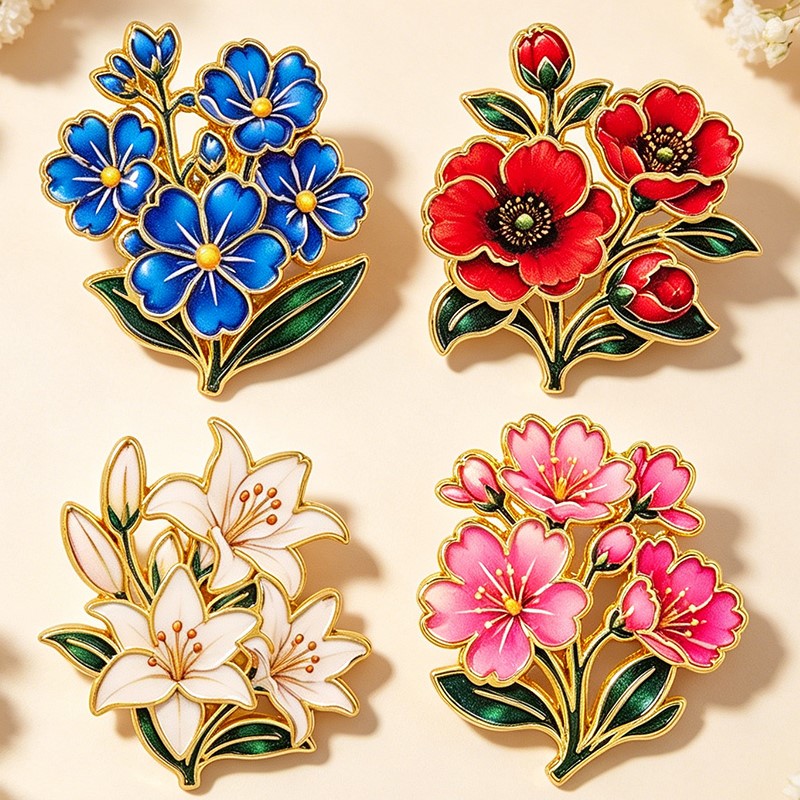 دبوس زخرفي مينا ملون بنمط زهور - مراجعة Embroidery Garment وسعره