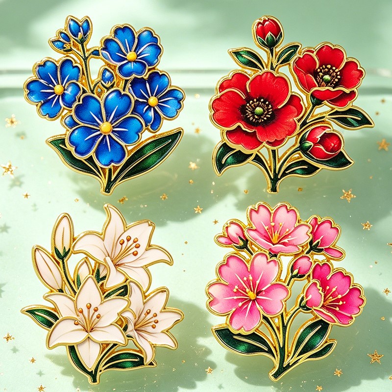 دبوس زخرفي مينا ملون بنمط زهور - مراجعة Embroidery Garment وسعره